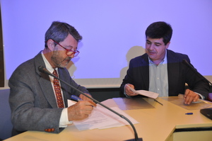 Francisco Javier de Miguel, presidente del Clúster Empresarial Biomasa & Energía , y Antonio Ubide, 